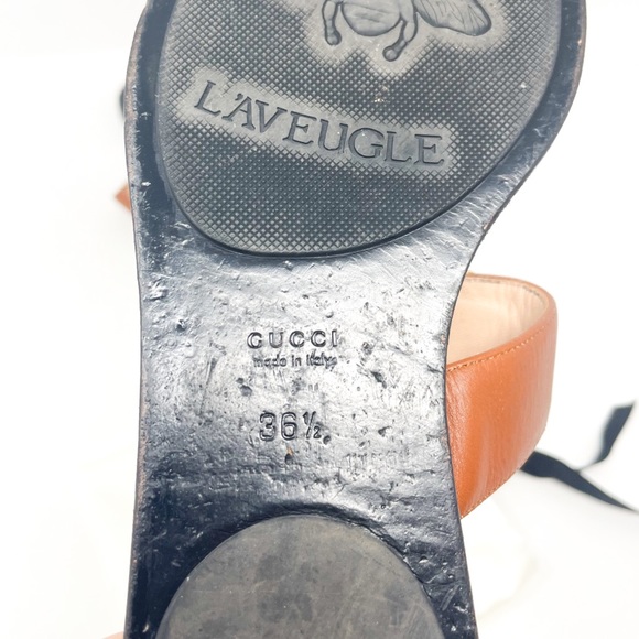 GUCCI Marmont Leather Thong Sandal with Double G EU 36.5 Brown - Picture 8 of 8